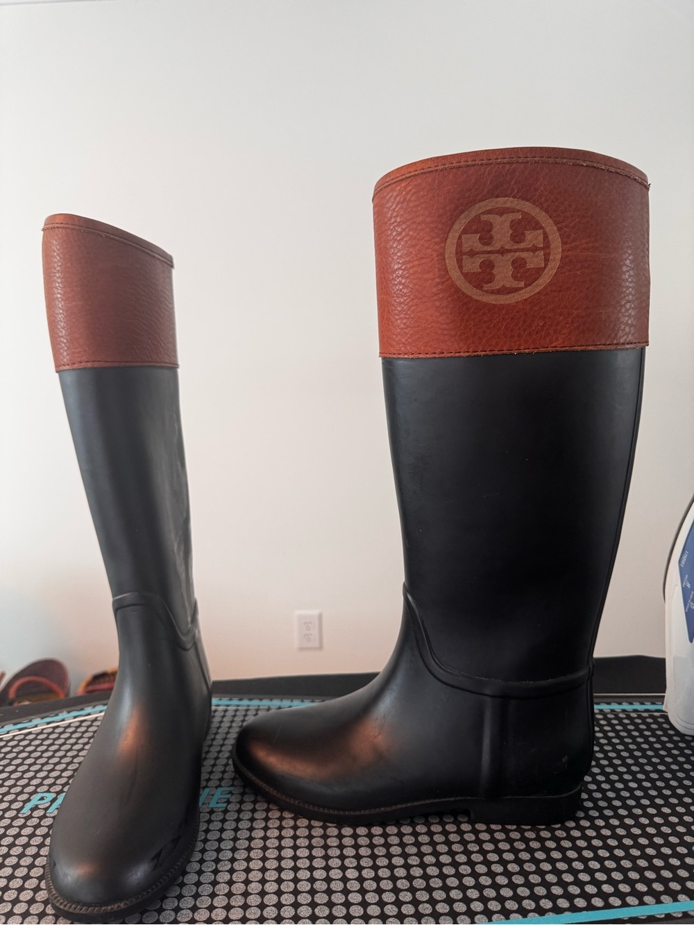 Tory Burch Leather Trim Riding Boot / Rain Boot - size 8